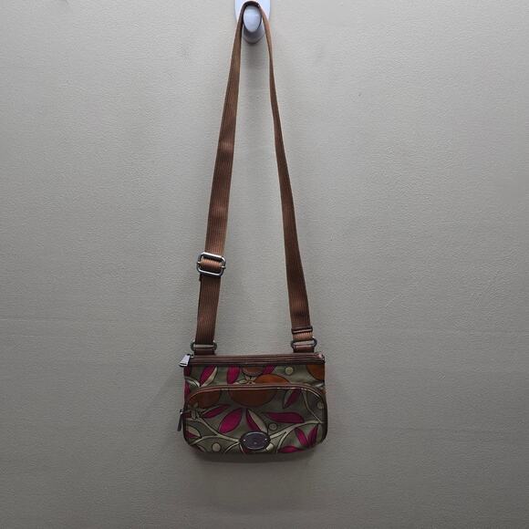 Fossil Key Per Coated Canvas Orange Fruit Print Crossbody Shoulder Bag - Picture 2 of 10